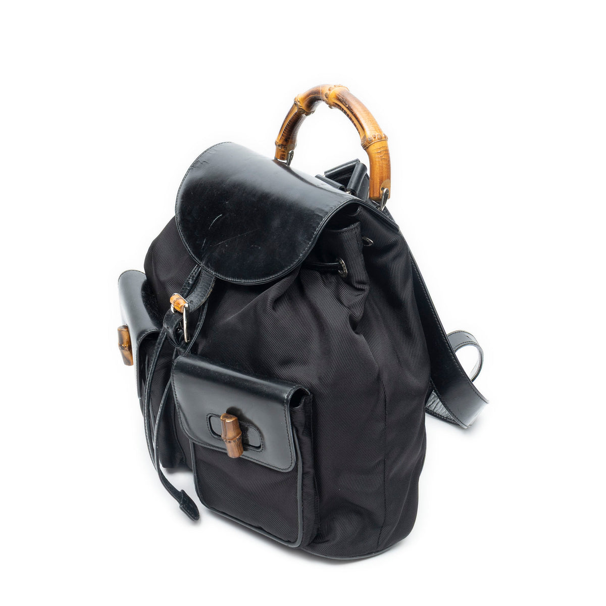 Backpack Large Bamboo Backpack Black Nylon Canvas