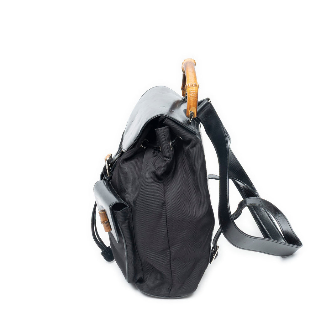 Backpack Large Bamboo Backpack Black Nylon Canvas