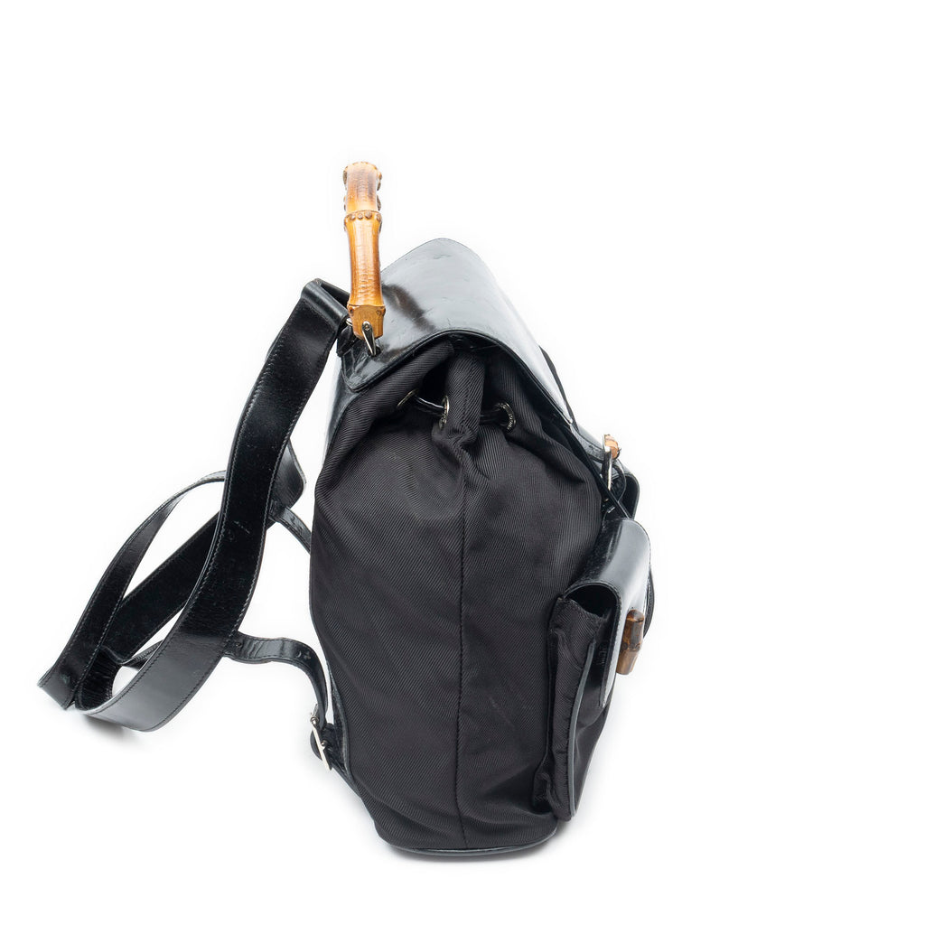 Backpack Large Bamboo Backpack Black Nylon Canvas