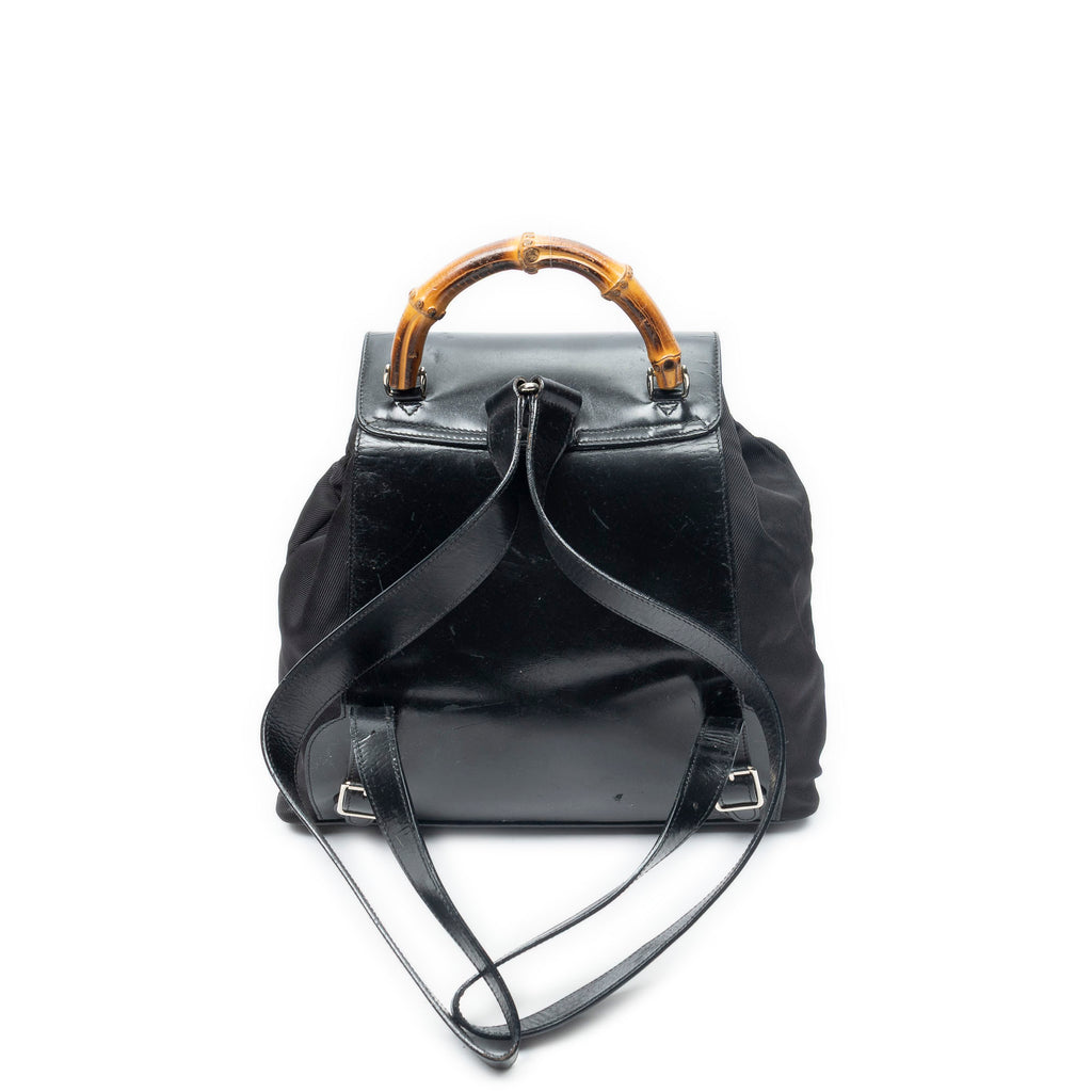 Backpack Large Bamboo Backpack Black Nylon Canvas