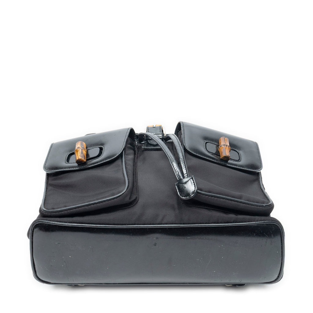 Backpack Large Bamboo Backpack Black Nylon Canvas