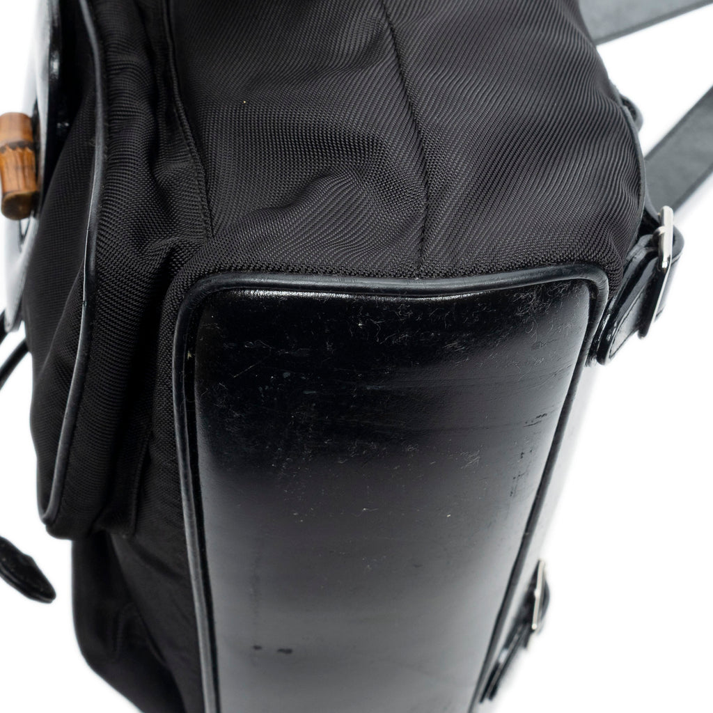 Backpack Large Bamboo Backpack Black Nylon Canvas