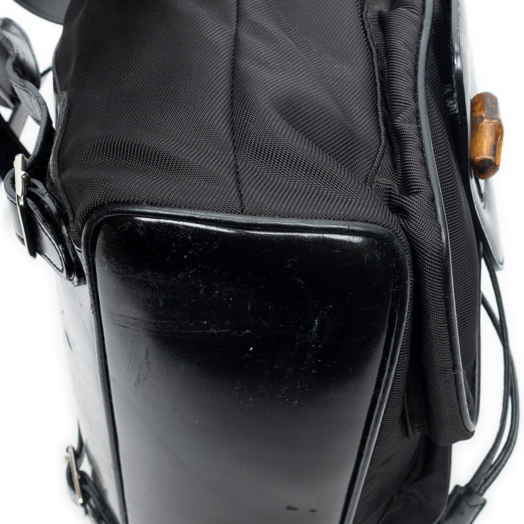 Backpack Large Bamboo Backpack Black Nylon Canvas