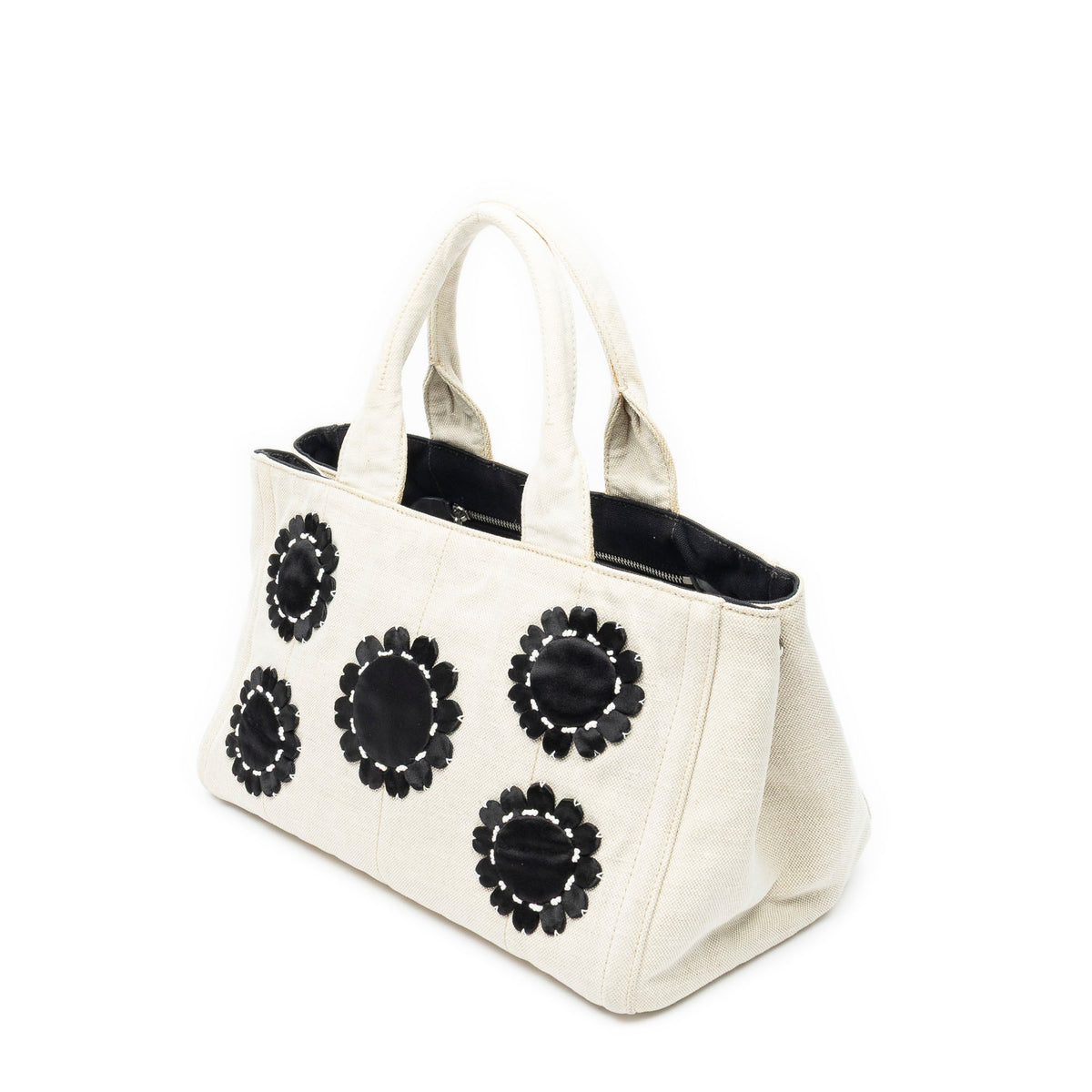 Shoulder Bag Medium Mistolino Canapa Tote Ivory Embellished Canapa Canvas