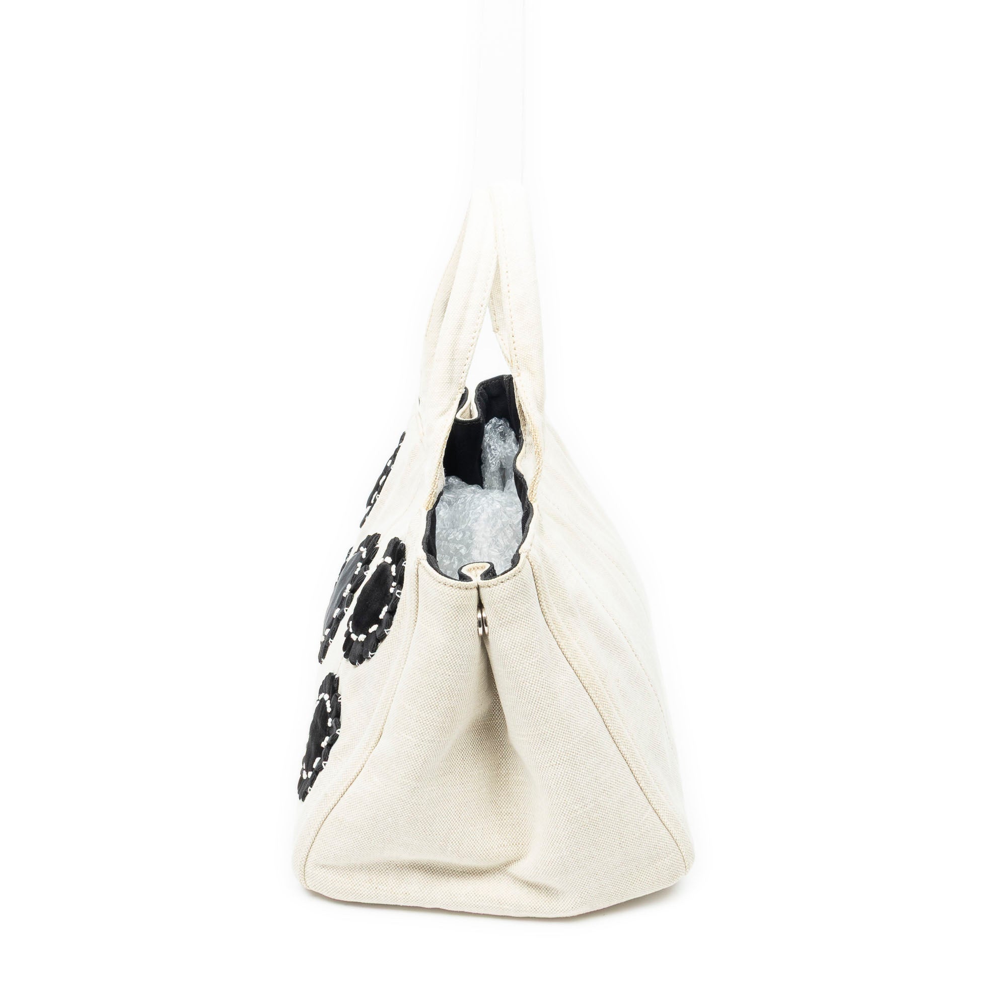 Shoulder Bag Medium Mistolino Canapa Tote Ivory Embellished Canapa Canvas