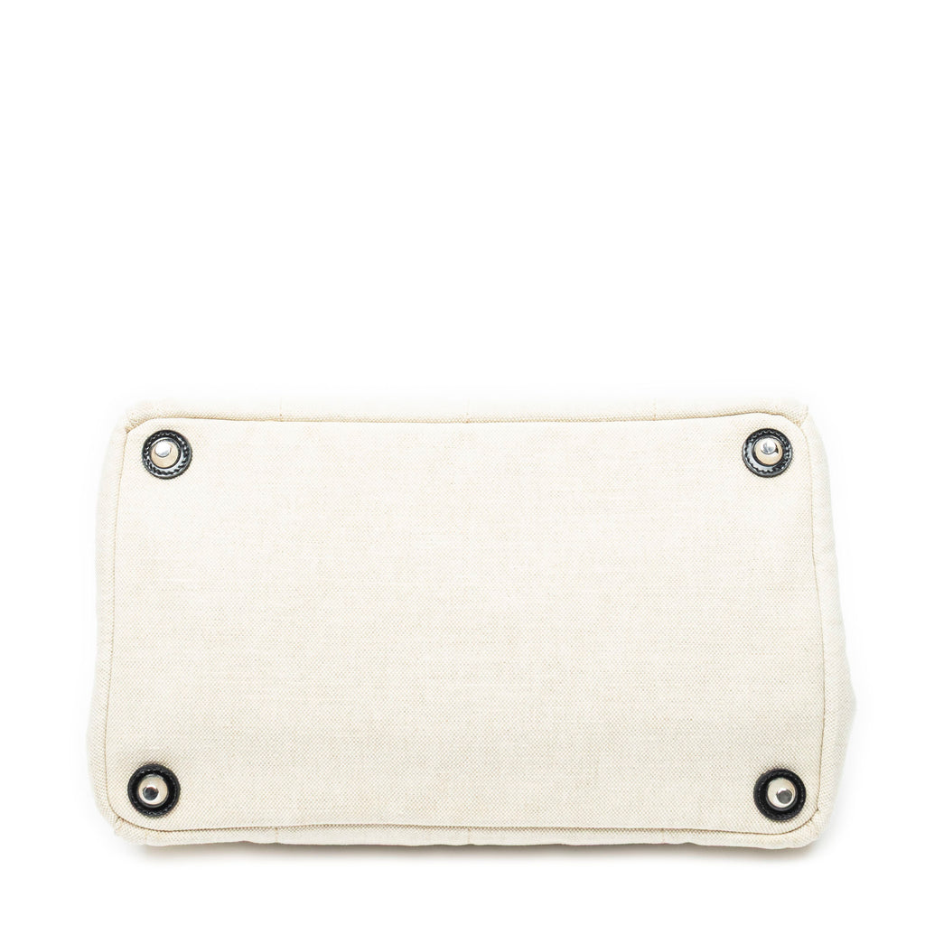 Shoulder Bag Medium Mistolino Canapa Tote Ivory Embellished Canapa Canvas