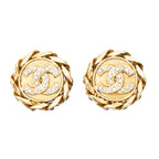 Earrings CC Rhinestone Chain Clip On Earrings Gold Gold Plated