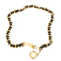 Belt CC Medallion Leather Chain Belt Black Gold Plated