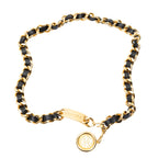 Belt CC Medallion Leather Chain Belt Black Gold Plated