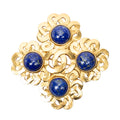 Brooch CC Lapis Lazuli Gems Brooch Blue Gold Plated