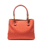 Shoulder Bag Square Bamboo Classic Tote Red Monogrammed Canvas