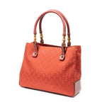 Shoulder Bag Square Bamboo Classic Tote Red Monogrammed Canvas
