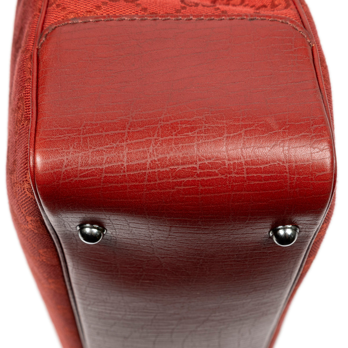 Shoulder Bag Square Bamboo Classic Tote Red Monogrammed Canvas