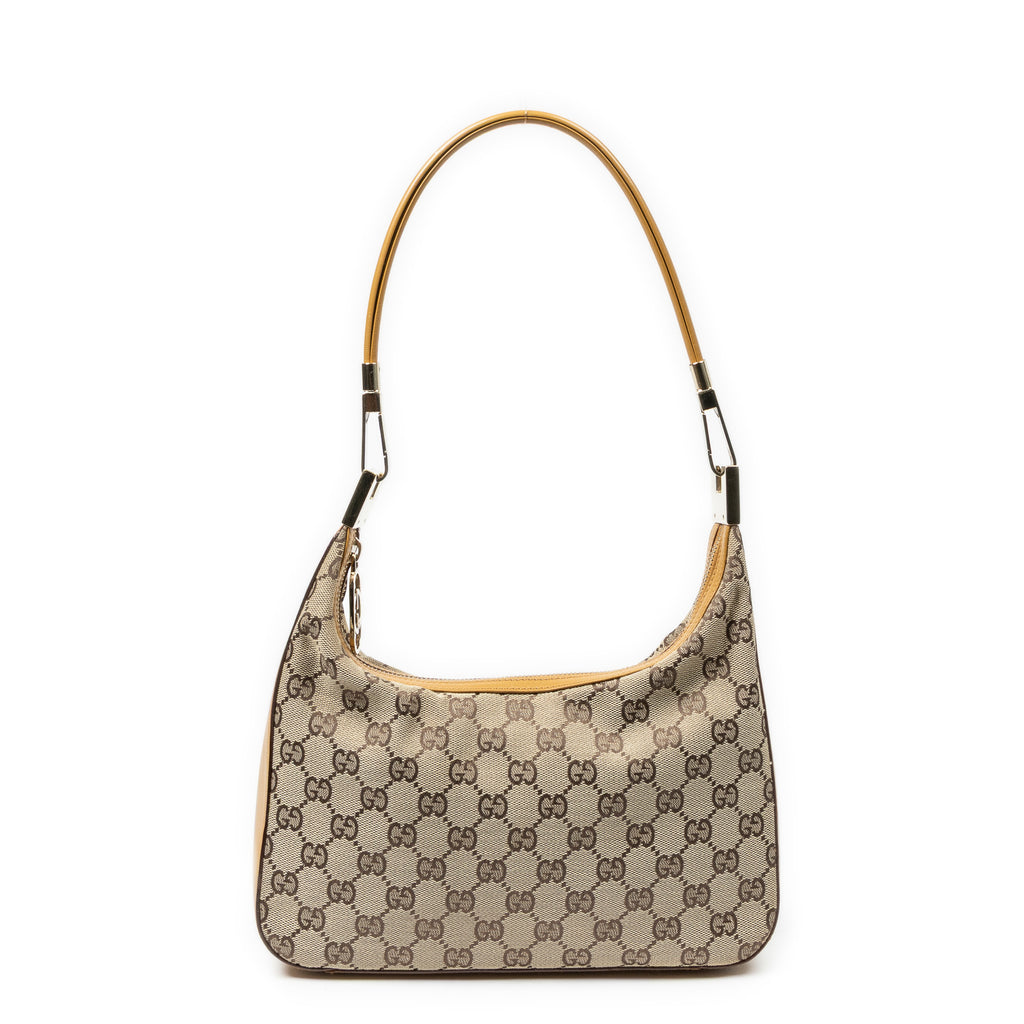 Shoulder Bag Small Shoulder Zip Hobo Beige Monogrammed Canvas