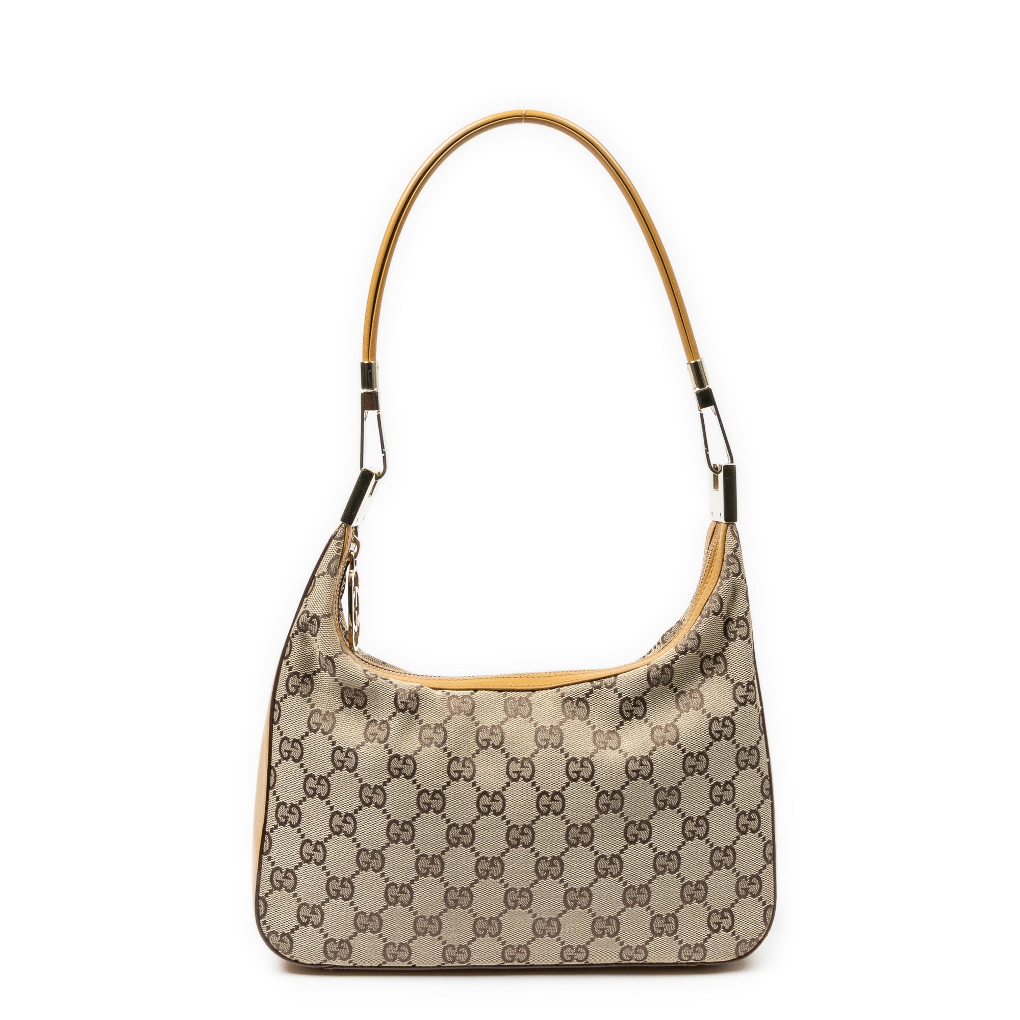 Shoulder Bag Small Shoulder Zip Hobo Beige Monogrammed Canvas
