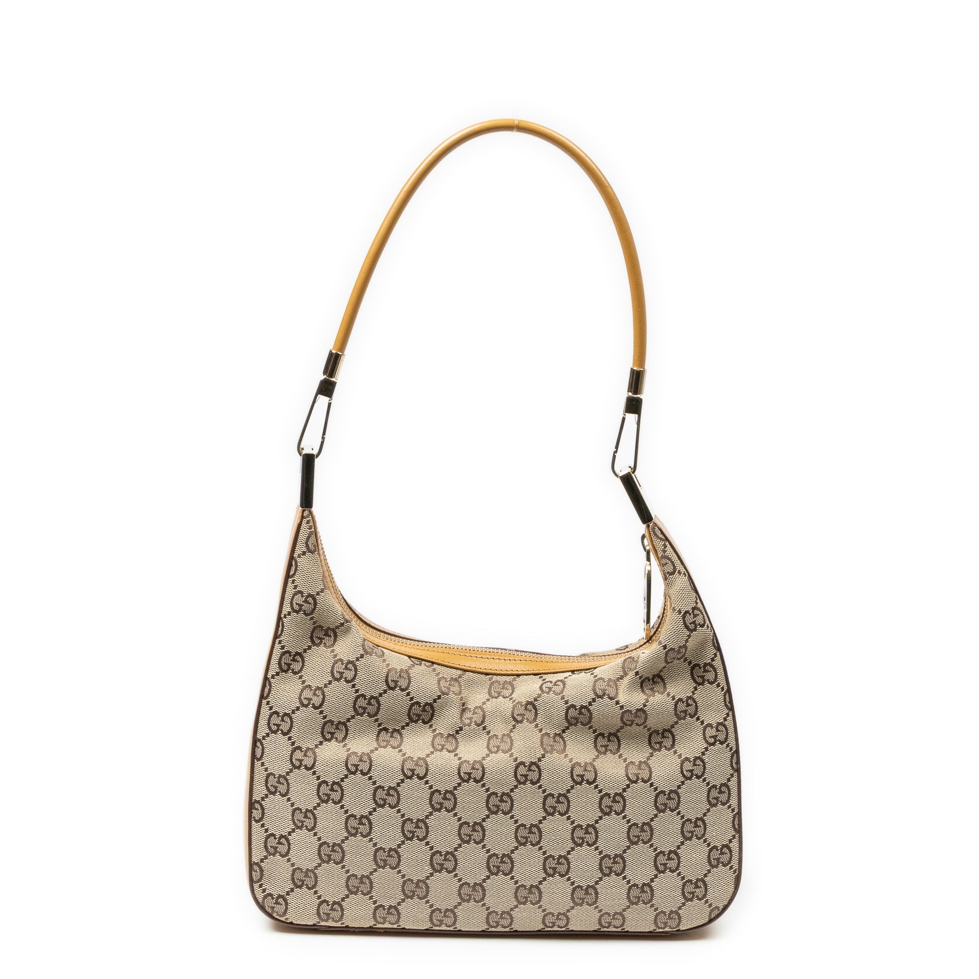 Shoulder Bag Small Shoulder Zip Hobo Beige Monogrammed Canvas