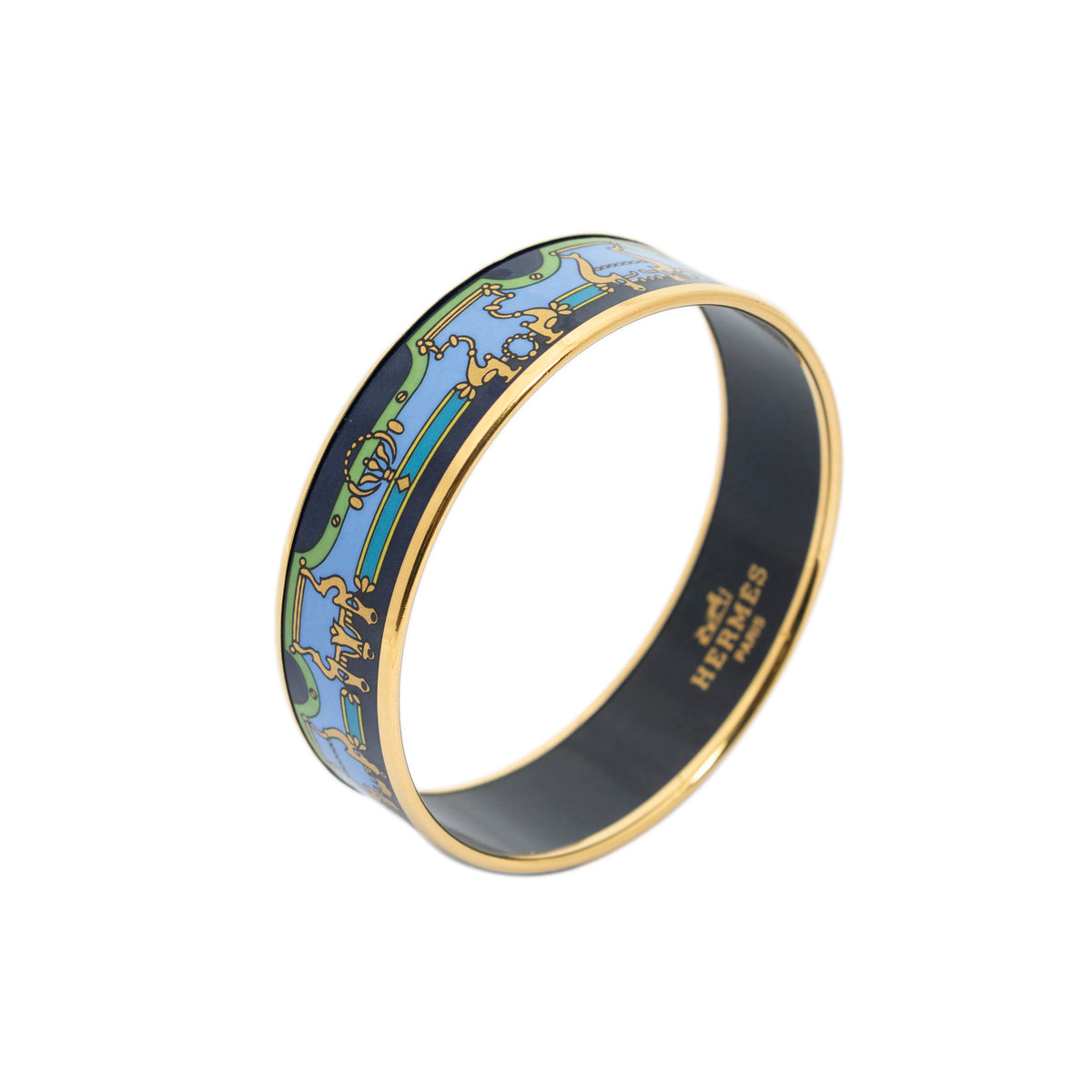 Bracelet Enamel Bangle MM Navy Printed Motif