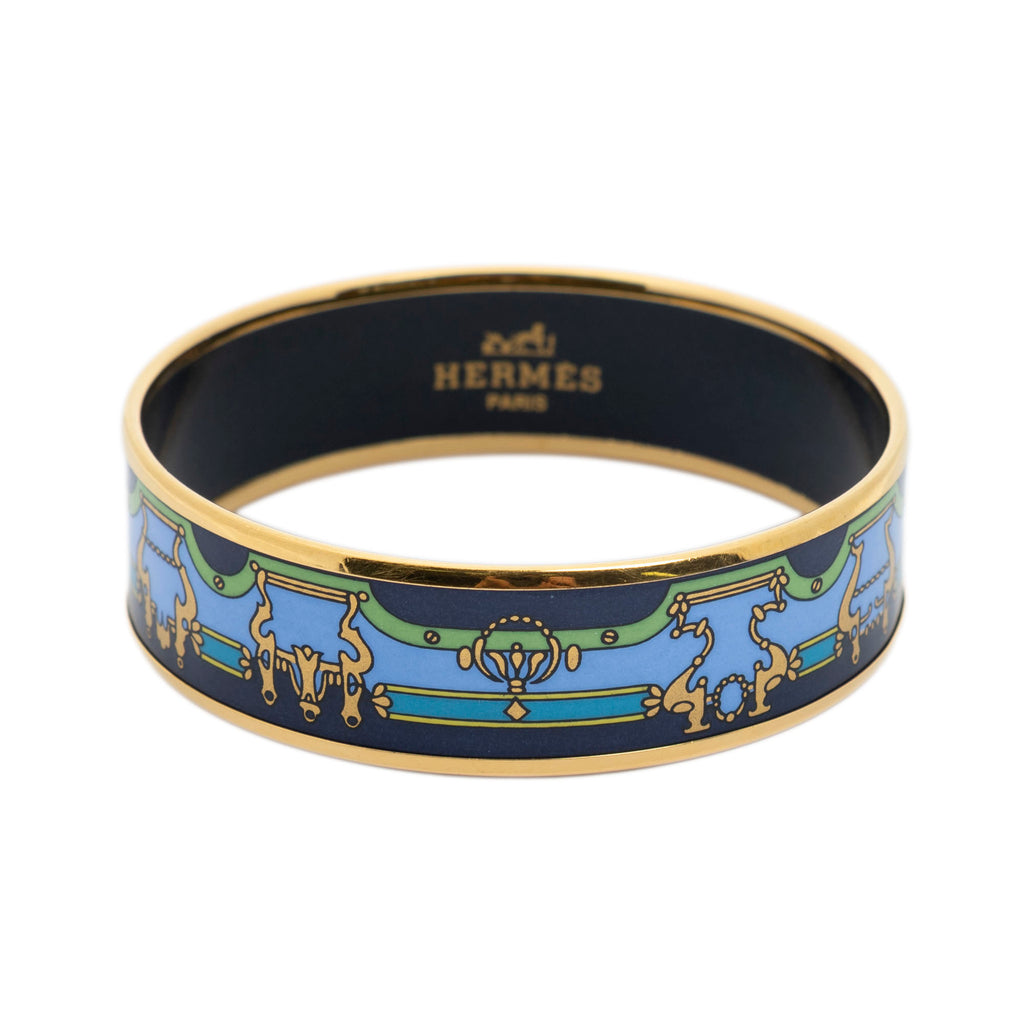 Bracelet Enamel Bangle MM Navy Printed Motif
