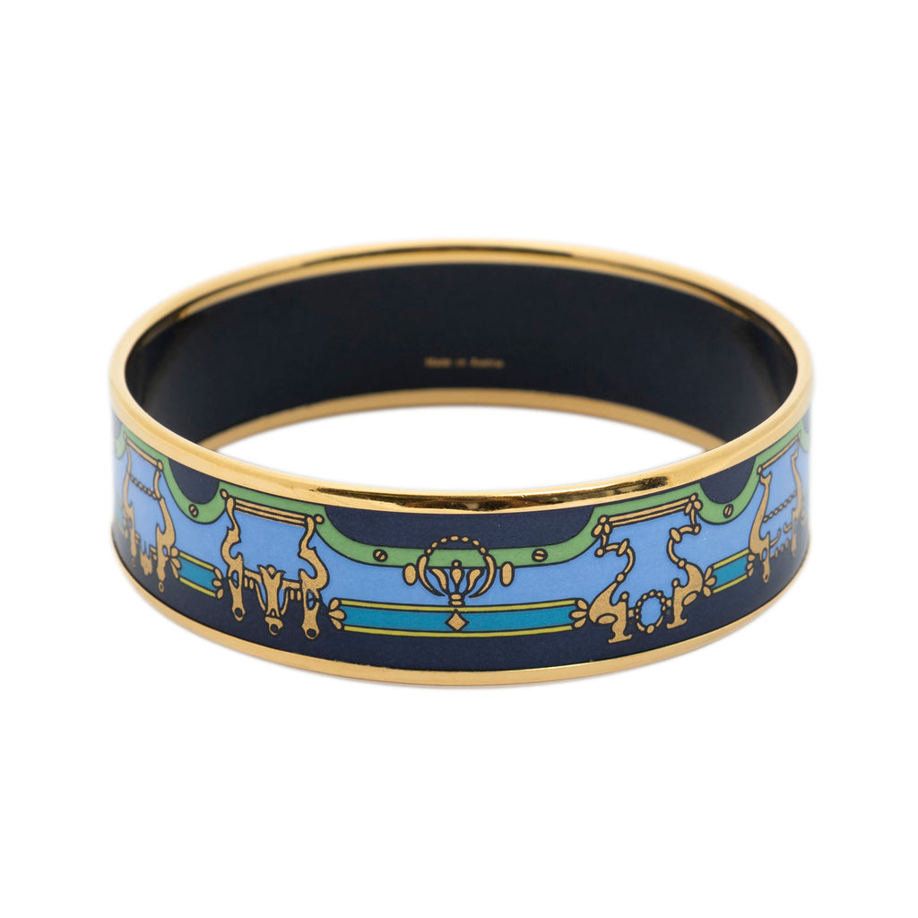Bracelet Enamel Bangle MM Navy Printed Motif