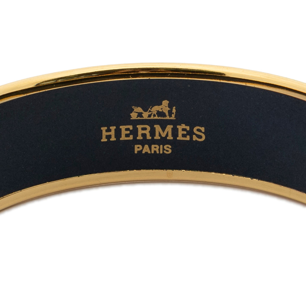 Bracelet Enamel Bangle MM Navy Printed Motif