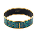Bracelet Enamel Bangle MM Teal Geometric Motif
