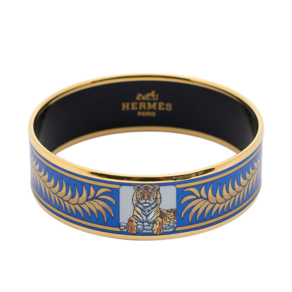 Bracelet Enamel Bangle MM Blue Tiger Motif