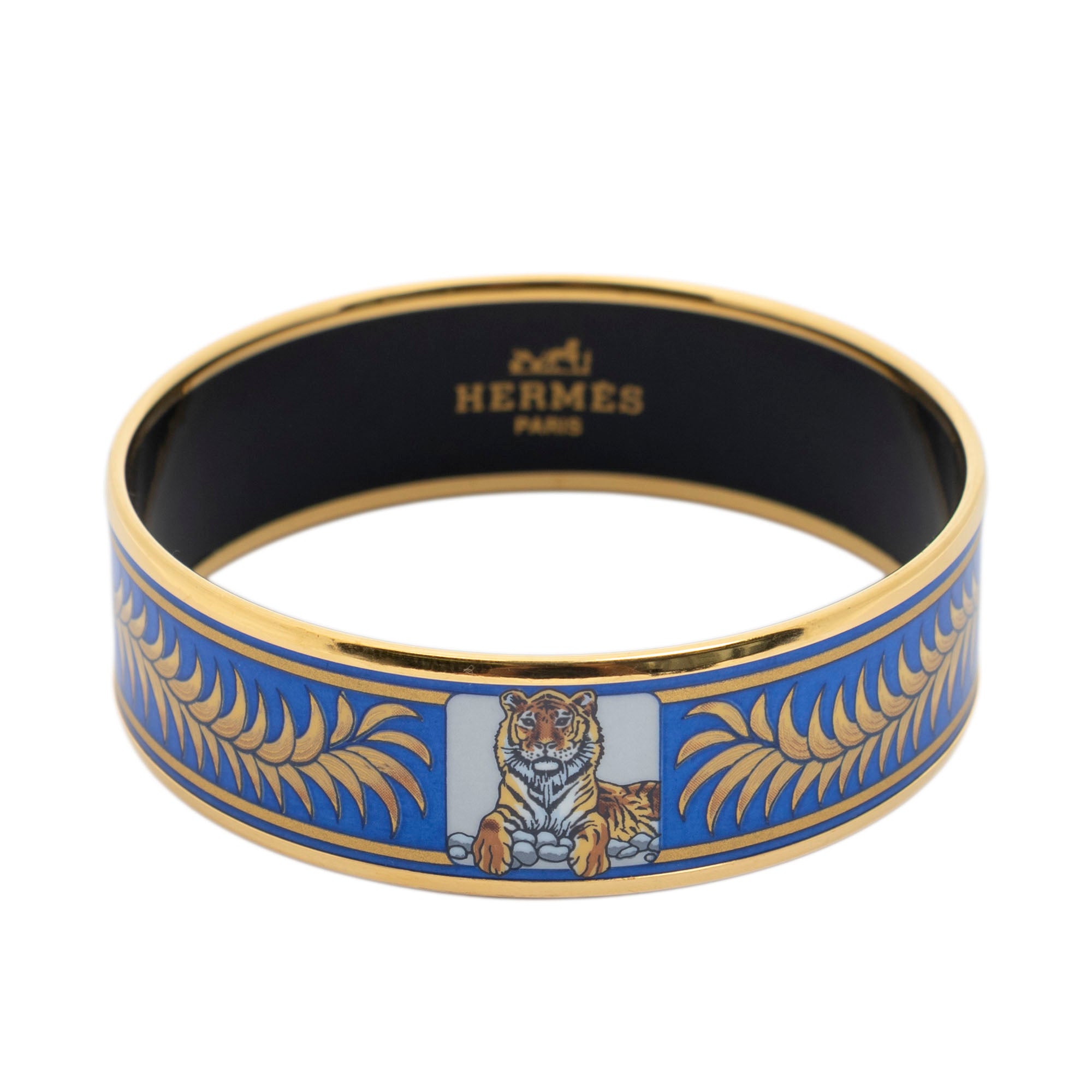 Bracelet Enamel Bangle MM Blue Tiger Motif