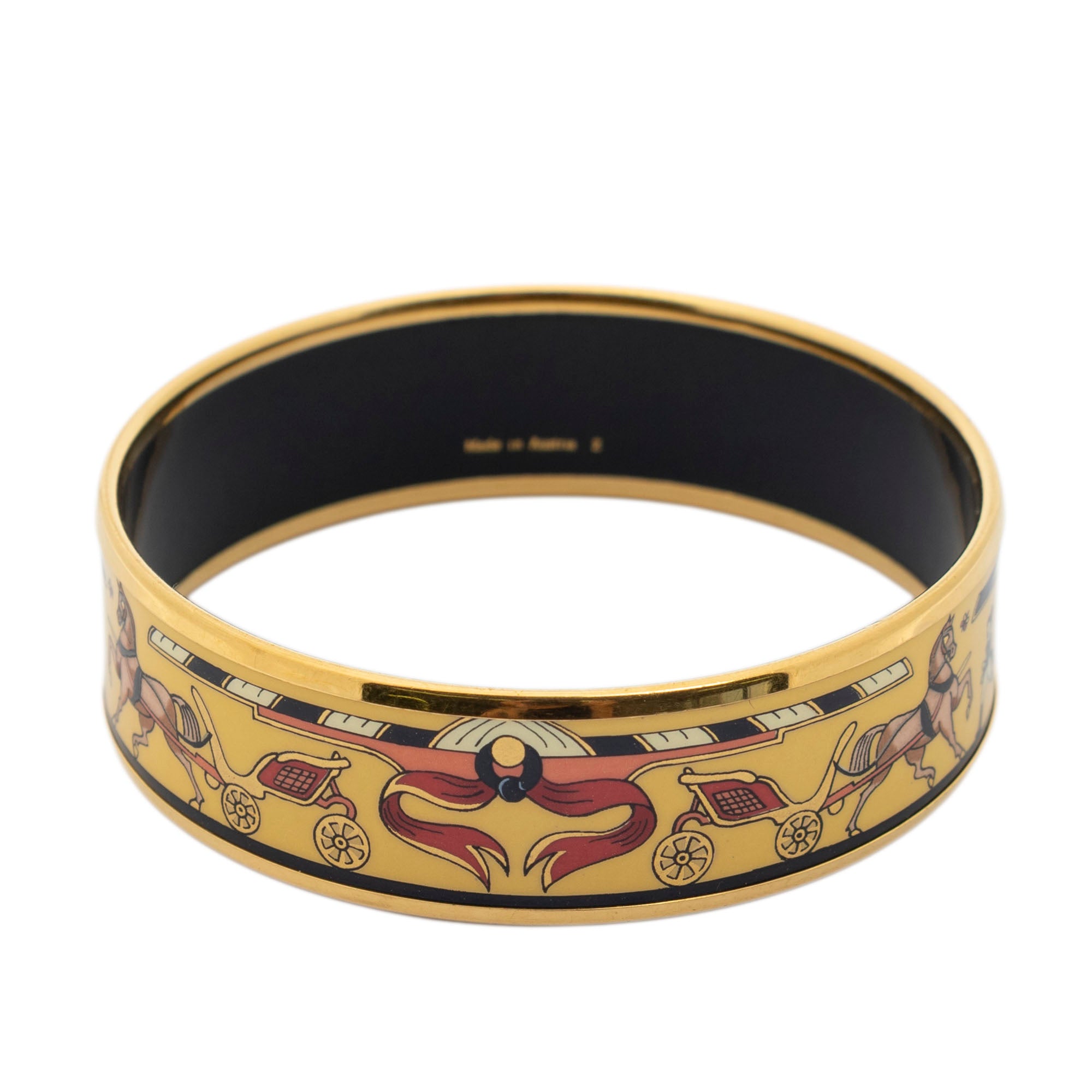 Bracelet Enamel Bangle MM Yellow Horse Carriage Motif