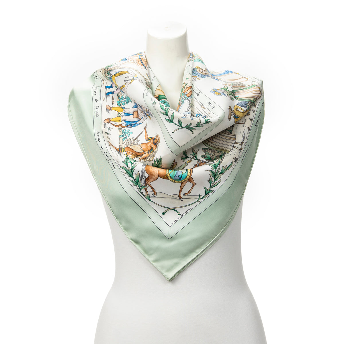 Scarf Scarf Light Green 100% Twill Silk