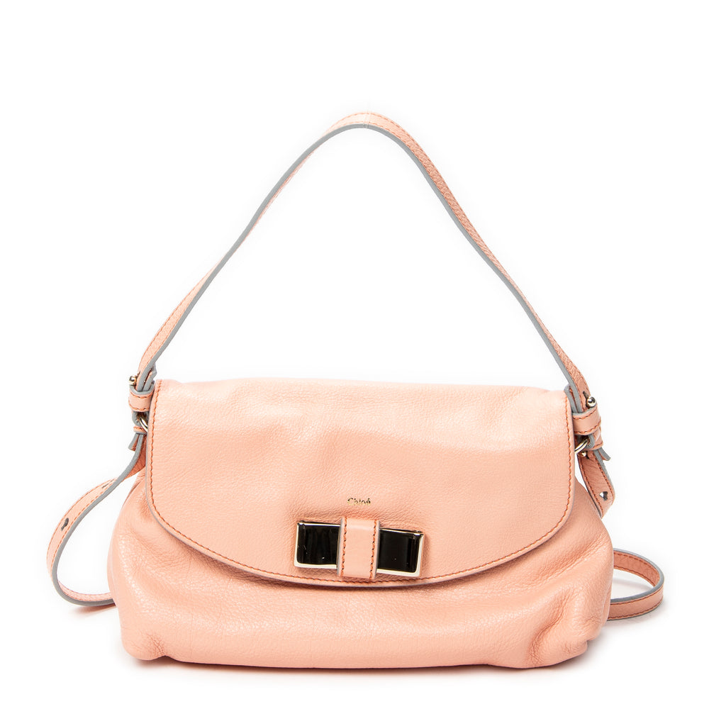 Shoulder Bag Lily Crossbody Peach Grained Calfskin Leather