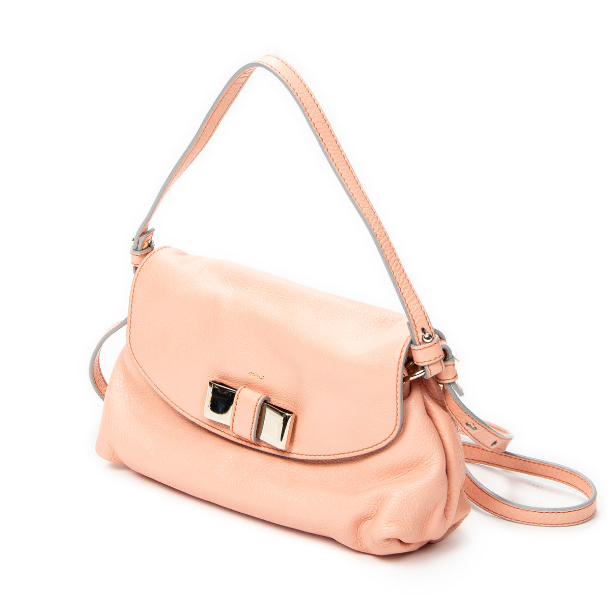 Shoulder Bag Lily Crossbody Peach Grained Calfskin Leather
