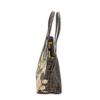 Handbag Small Embroidered Roll Tote Brown Zucca Coated Canvas