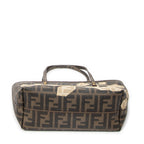 Handbag Small Embroidered Roll Tote Brown Zucca Coated Canvas