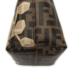 Handbag Small Embroidered Roll Tote Brown Zucca Coated Canvas