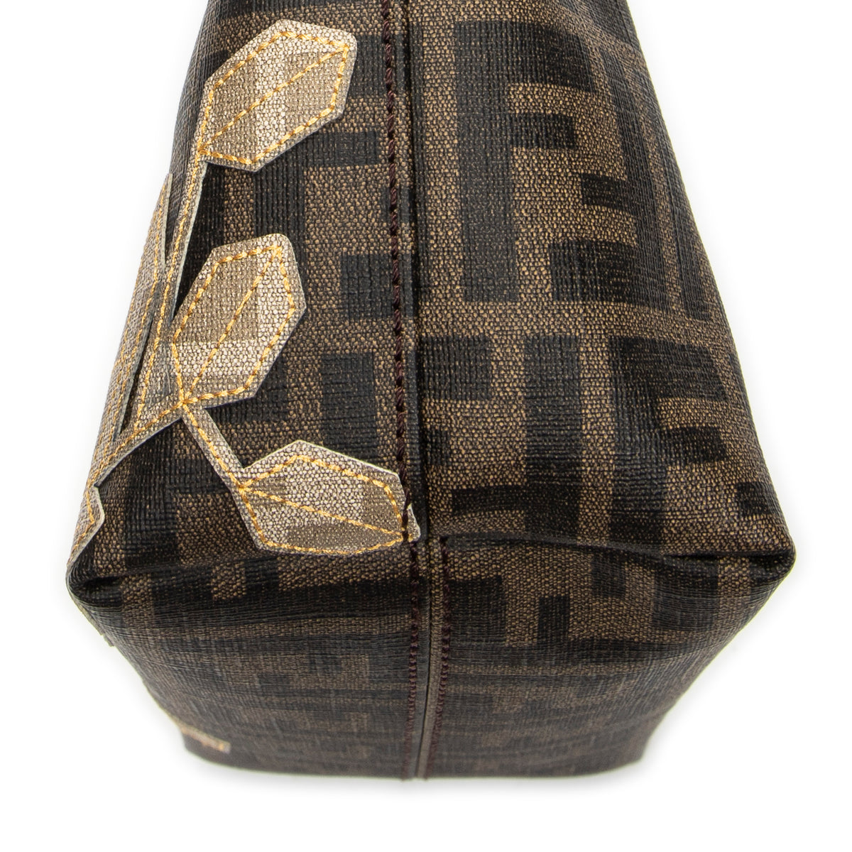Handbag Small Embroidered Roll Tote Brown Zucca Coated Canvas