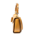 Handbag Medium Bamboo Top Handle Flap Yellow Grained Calfskin Leather
