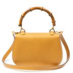 Handbag Medium Bamboo Top Handle Flap Yellow Grained Calfskin Leather