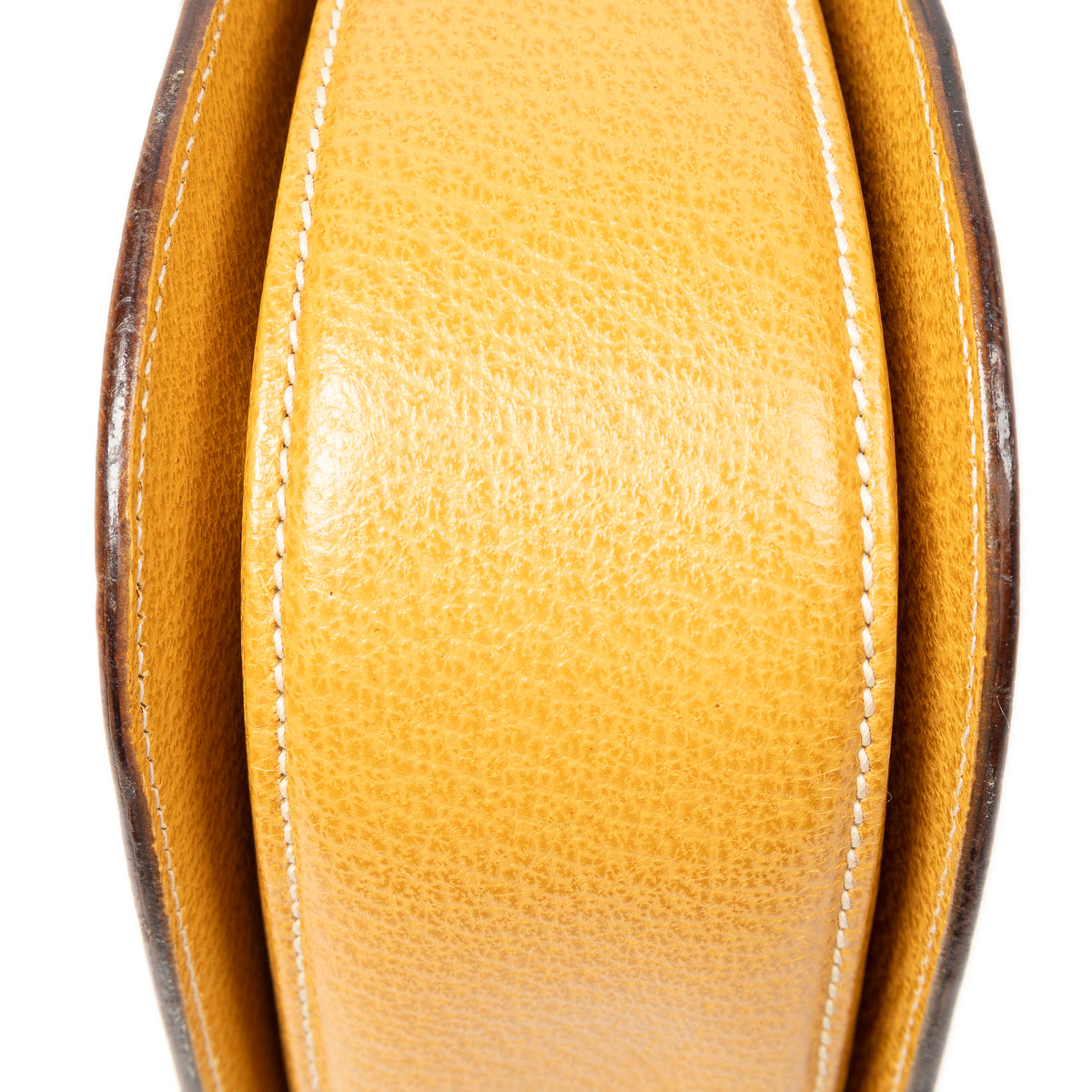 Handbag Medium Bamboo Top Handle Flap Yellow Grained Calfskin Leather