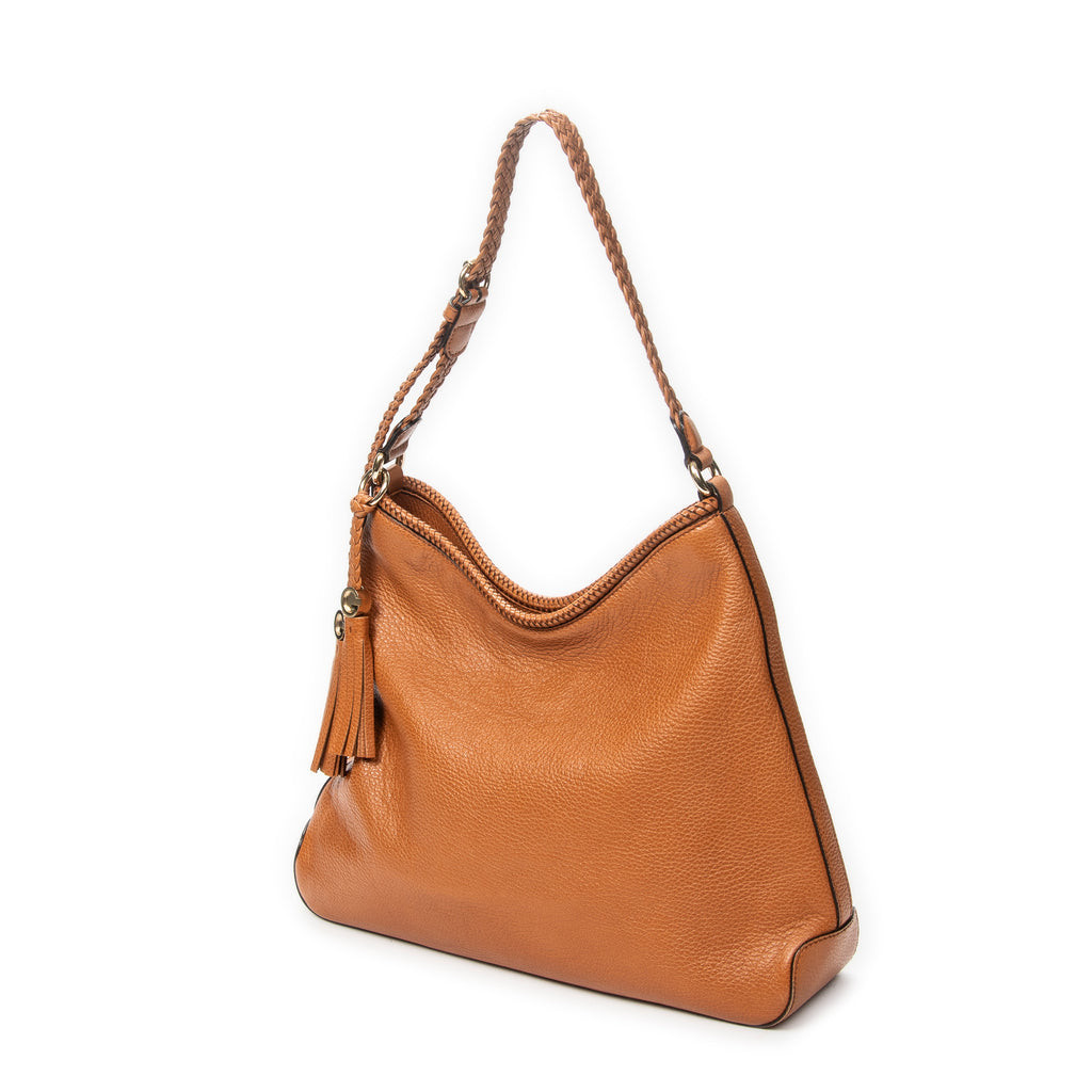 Shoulder Bag Medium Marrakech Hobo Tan Grained Calfskin Leather