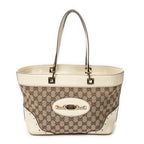 Shoulder Bag Punch Tote Ivory Monogrammed Canvas