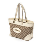Shoulder Bag Punch Tote Ivory Monogrammed Canvas
