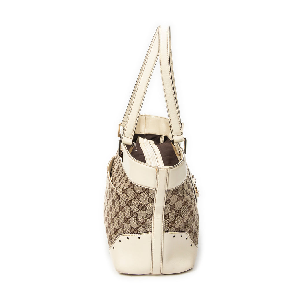 Shoulder Bag Punch Tote Ivory Monogrammed Canvas
