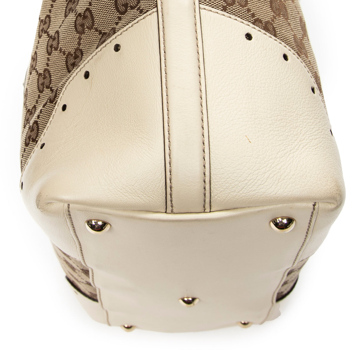 Shoulder Bag Punch Tote Ivory Monogrammed Canvas