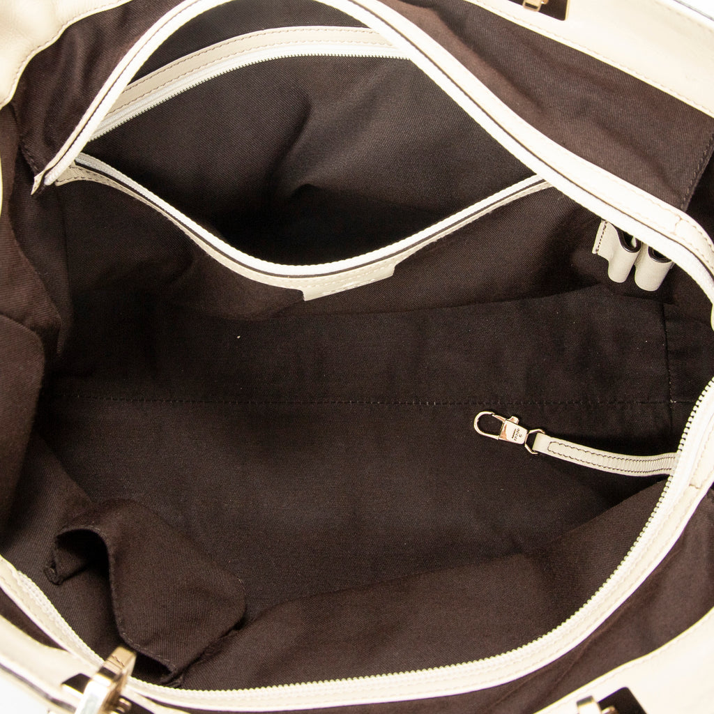 Shoulder Bag Punch Tote Ivory Monogrammed Canvas