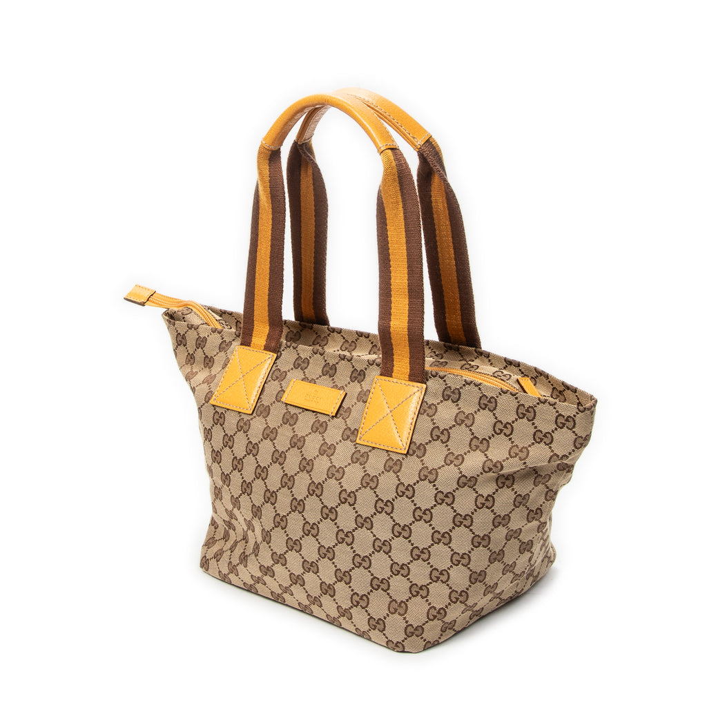 Shoulder Bag Medium Web Trapeze Tote Yellow Monogrammed Canvas
