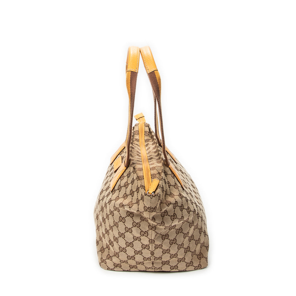 Shoulder Bag Medium Web Trapeze Tote Yellow Monogrammed Canvas