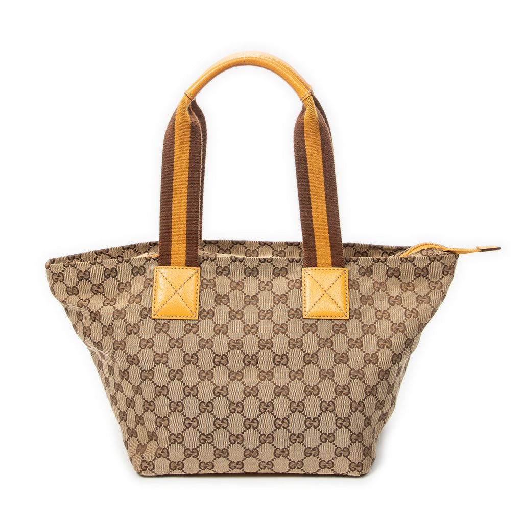 Shoulder Bag Medium Web Trapeze Tote Yellow Monogrammed Canvas