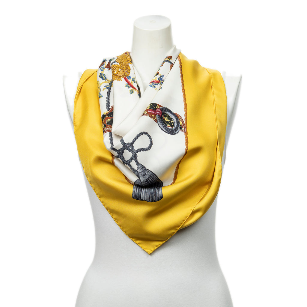 Scarf Scarf Yellow 100% Twill Silk