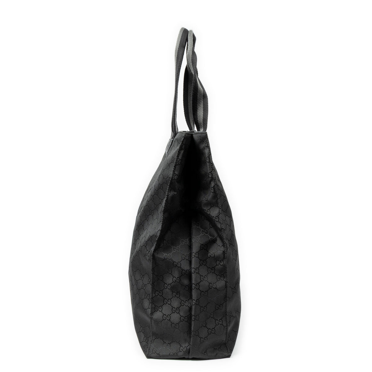 Shoulder Bag Web Vertical Tote Black Monogrammed Nylon Canvas