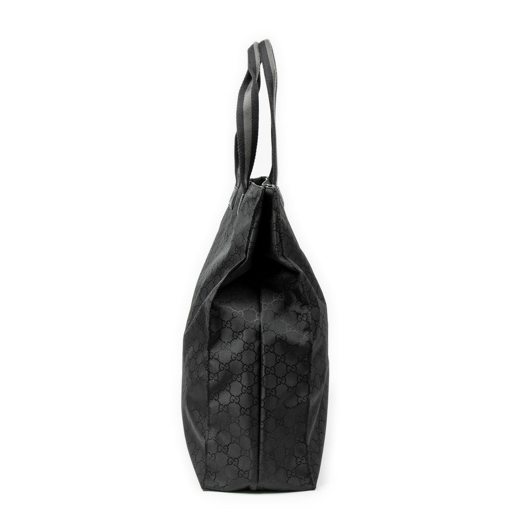 Shoulder Bag Web Vertical Tote Black Monogrammed Nylon Canvas